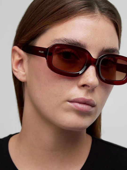 Meller Dashi Women's Sunglasses with Burgundy Plastic Frame and Brown Polarized Lens D-MAROONGBROWN