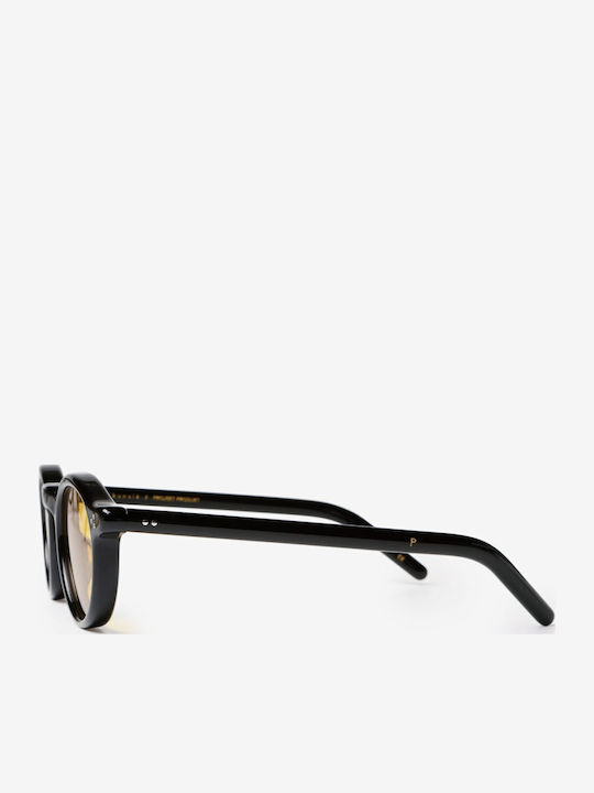Projekt Produkt Unisex Sunglasses with Black Plastic Frame and Yellow Lens 498697