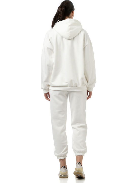 Lang Damen Sweatshirt Kapuzen White