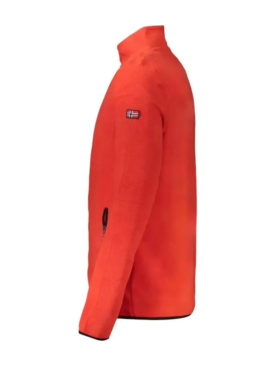 Men's Fleece Cardigan with Hood Red