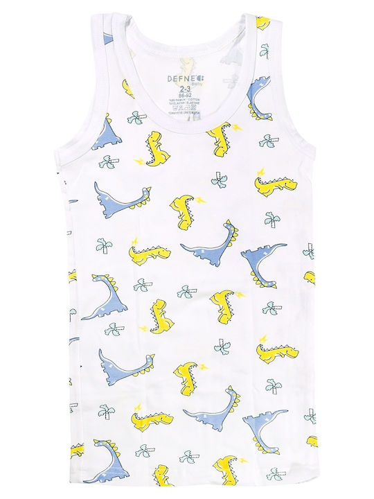 Defne Baby The Wild Dinos Set of Kids' Undershirts Sleeveless White