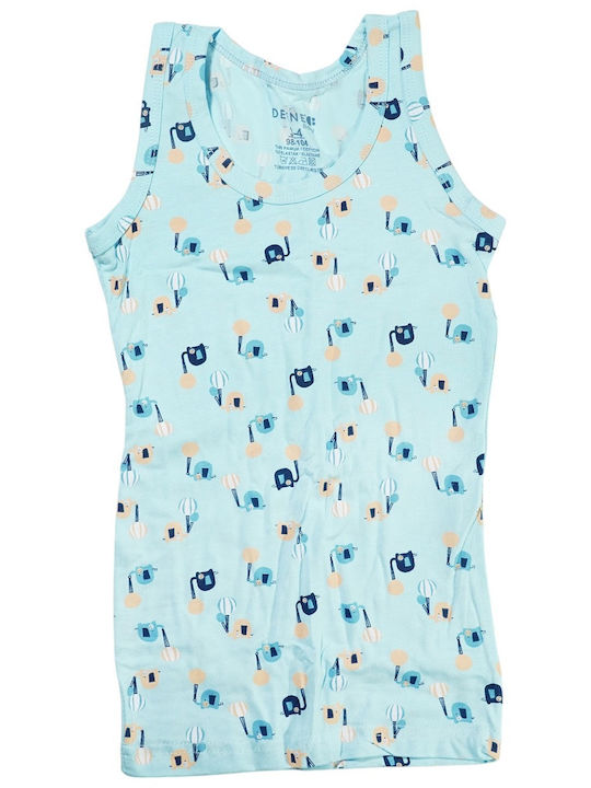 Defne Baby The Cutest Elephants Set of Kids' Undershirts Sleeveless Light Blue