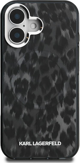 Karl Lagerfeld Iml Leopard Pattern Umschlag Rückseite Kunststoff / Silikon Schwarz (iPhone 16)