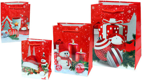 Paperpack Net Paper Christmas Bag for Gift Red 31x10x42cm. 3pcs