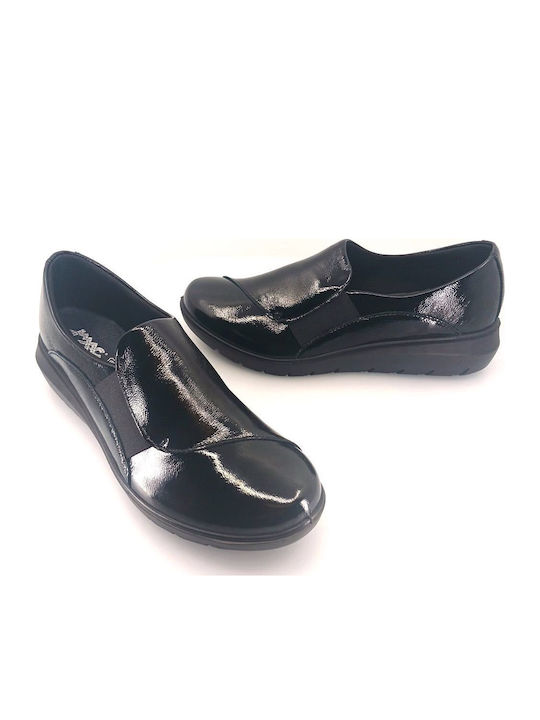 Γυναικεία Slip-On Δερμάτινα Μαύρα