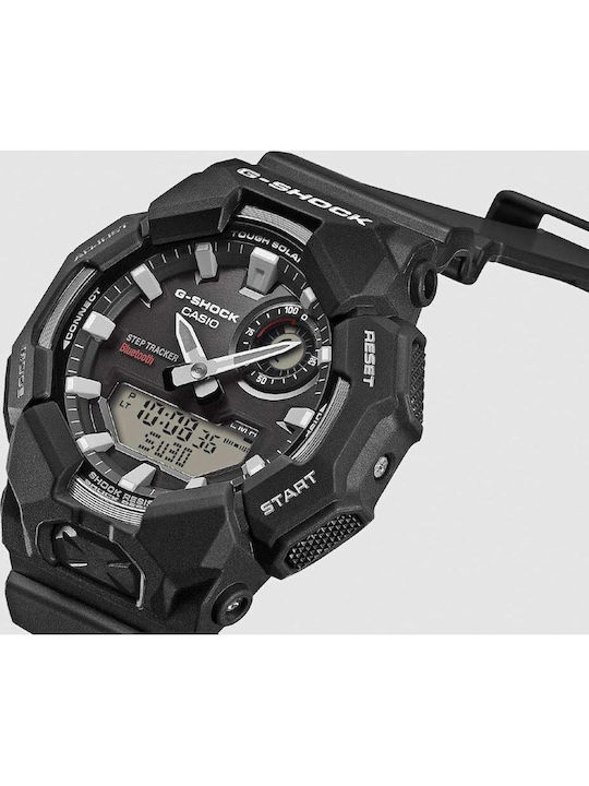 Casio Ψηφιακό Ανδρικό Ρολόι Χρονογράφος Solar με Μαύρο Καουτσούκ Λουράκι