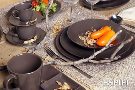 Espiel Serving Bowl Round Ceramic Coffee with Diameter 13.8cm