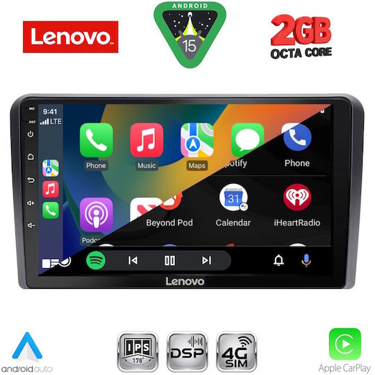 Lenovo Автомобилна Аудио Система (Блутут/USB/WiFi/GPS/Apple-Carplay/Android-Auto) с Тъчскрийн 9"