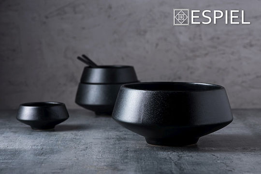Espiel Mianmar Μπωλ Σερβιρίσματος Στρογγυλό Κεραμικό Μαύρο με Διάμετρο 13.5εκ. 2τμχ