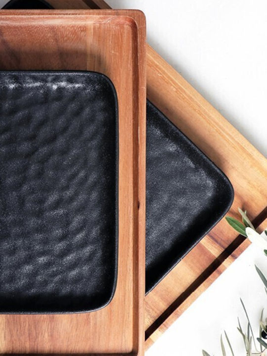 Espiel Wooden Rectangular Serving Tray in Brown Color 30.5x23x2cm BAG108 1pcs