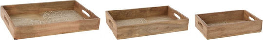 Excellent Houseware Lemnos Dreptunghiular Tavă de Servire cu Mânere în Culoare Maro 45.5x29.5x7cm 1buc