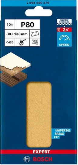 Bosch Best Sandpaper K80 80x133mm Set 10pcs