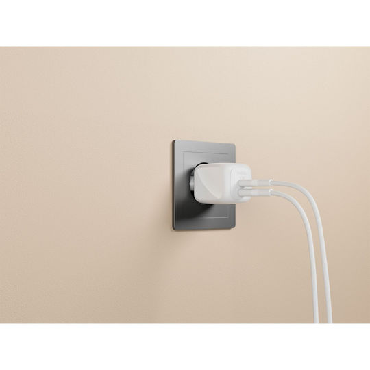 Belkin Mobile Phone Charger Without Cable with 2 USB-C Output Ports and USB-C Cable 50W Power Delivery White