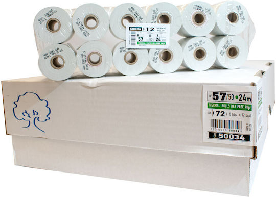 Typotrust Θερμική Χαρτοταινία Ταμειακής Π57xΔ50mm με Μήκος 25m 48gr/m² 72τμχ