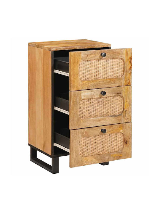 Wooden & Metallic Chest of Drawer Coffee 40x33.5x75cm
