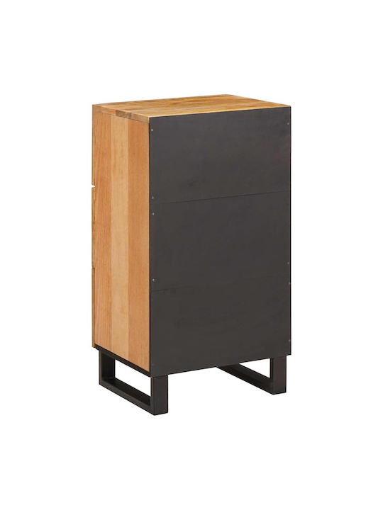 Wooden & Metallic Chest of Drawer Coffee 40x33.5x75cm