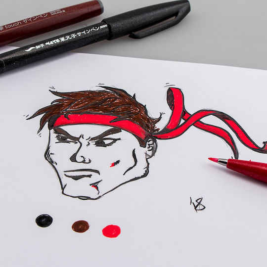 Pentel Brush Sign Pen Marker 1mm Grün
