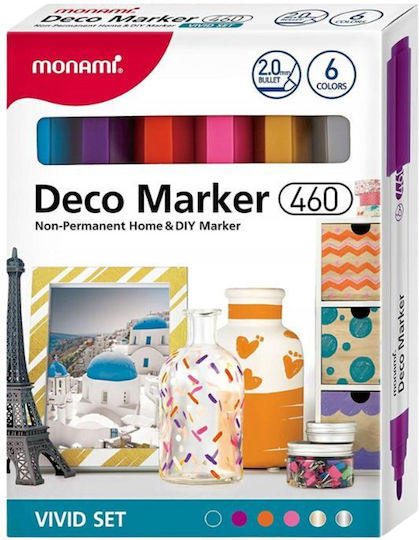 Monami Acryl-Dekorationsmarker Deco Marker B 460 6 Farben Vivid Monami
