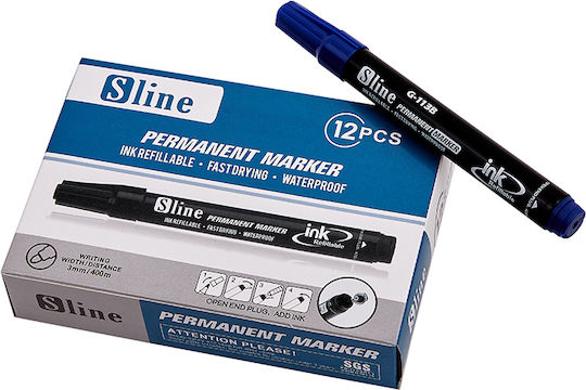 A&G Paper Sline Ανεξίτηλοι Μαρκαδόροι Μαύροι 3mm Σετ 12τμχ