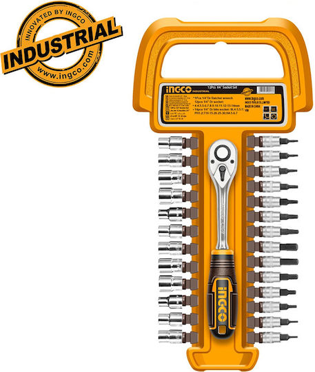 Ingco Set Ratchet 1\4" & 3\8" & 1\2" 20pcs