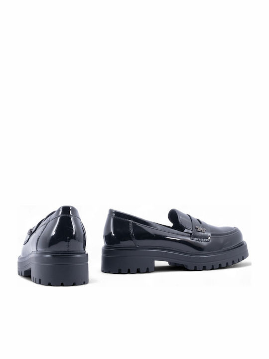 Лачени Дамски Loafers в Черен Цвят