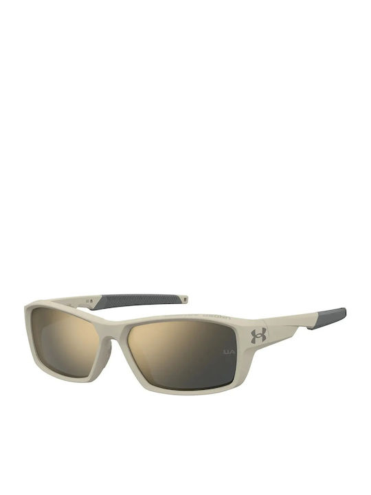 Under Armour Men's Sunglasses with White Plastic Frame and Gold Mirror Lens