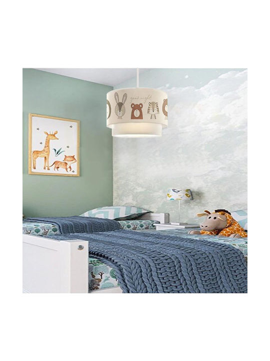 HomeMarkt Cute Animals Μονόφωτο Παιδικό Φωτιστικό Κρεμαστό από Ύφασμα 60W με Υποδοχή E27 Λευκό 30x70cm
