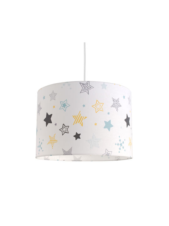 Veis Kids Fabric Single Ceiling Light E27 Funky Stars White 60W 35x24cm