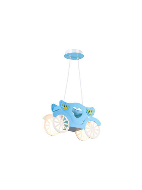 Aca Kids Metallic / Plastic Chandelier Ceiling Light E27 Carriage Blue 40W