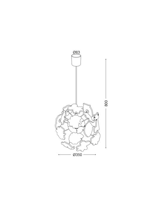 Aca Kids Wooden / Plastic Chandelier Ceiling Light E14 Animals Multicolour 40W