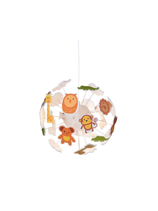 Aca Kids Wooden / Plastic Chandelier Ceiling Light E14 Animals Multicolour 40W