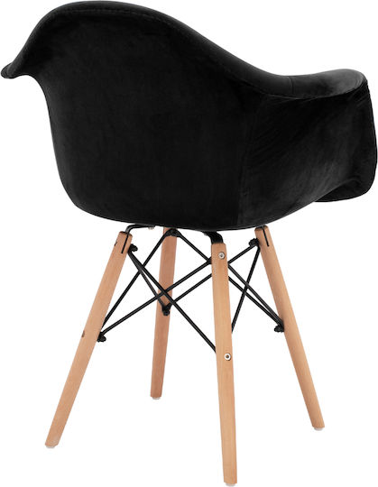 Mirto Stühle Speisesaal Black Velvet-Black Metal 2Stück 62x62x80cm