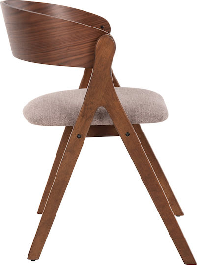 Rubberwood Dining Room Wooden Armchair Walnut-beige 56x55x78cm 2pcs