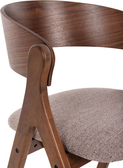 Rubberwood Dining Room Wooden Armchair Walnut-beige 56x55x78cm 2pcs