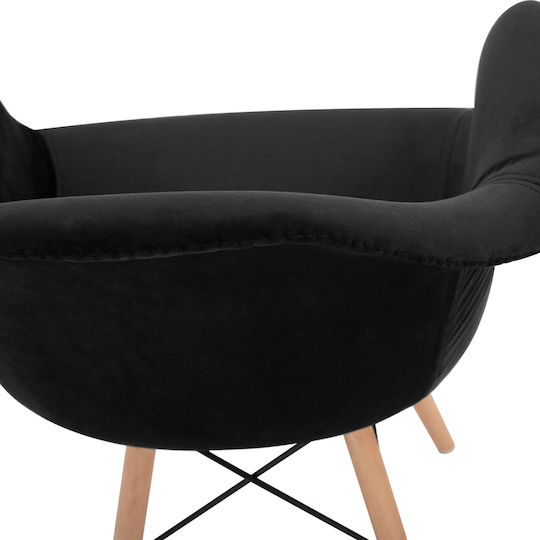 Mirto Stühle Speisesaal Black Velvet-Black Metal 2Stück 62x62x80cm
