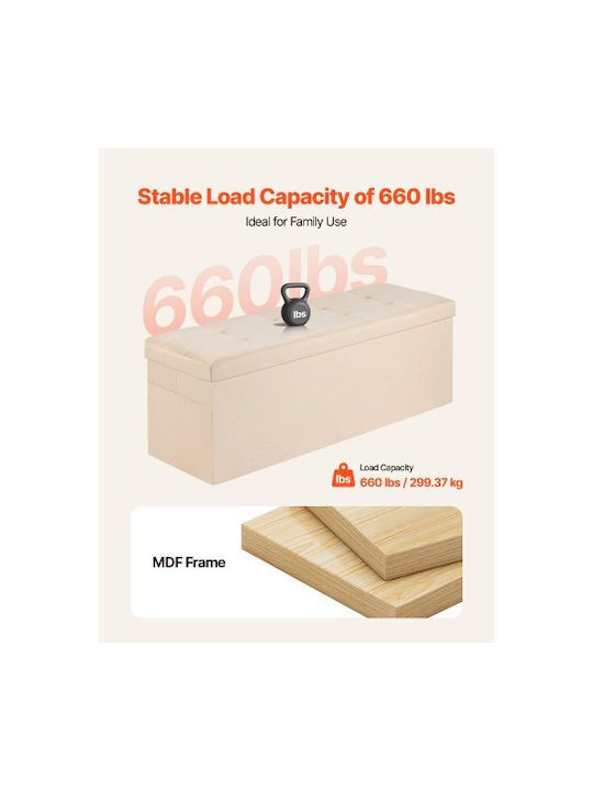 Collapsible Bench Stool with Storage Space Wooden Beige