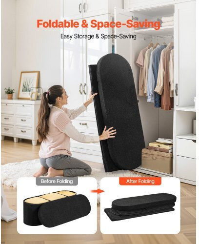 Klappbarer Bankhocker mit Stauraum Bezogen mit Stoff Schwarz