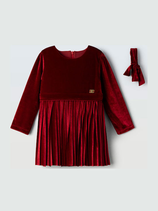 Children's Dress Long Sleeve Velvet Red