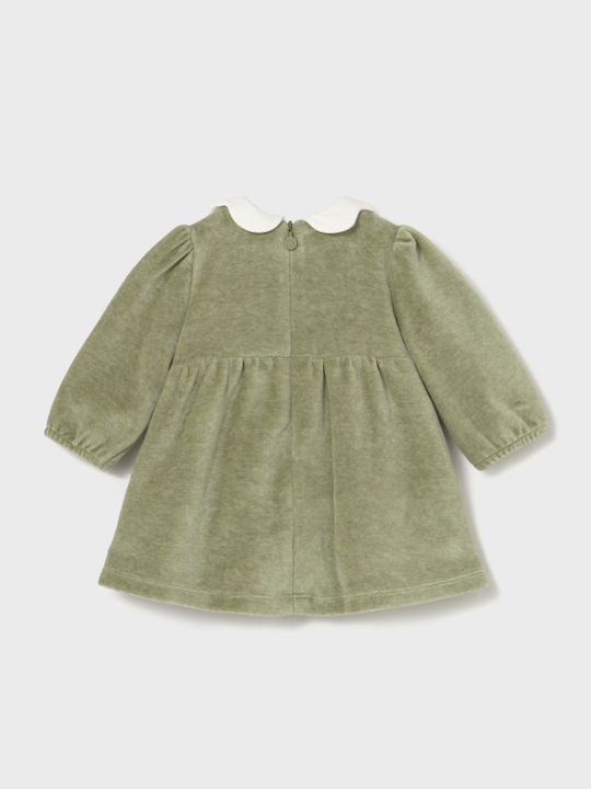 Kinderkleid Langärmelig Samt Grün