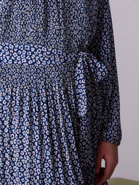 Mädchenkleid Langärmelig Set aus 2 mit Mantel und Zubehör Blau