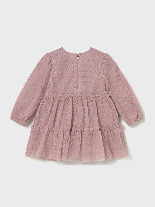 Children's Dress Long Sleeve Tulle Pink