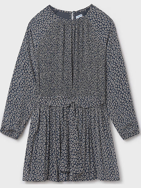 Mädchenkleid Langärmelig Set aus 2 mit Mantel und Zubehör Blau