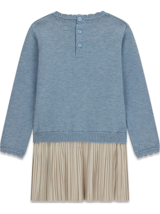 Children's Dress Long Sleeve Knitted Blue And Light Melan