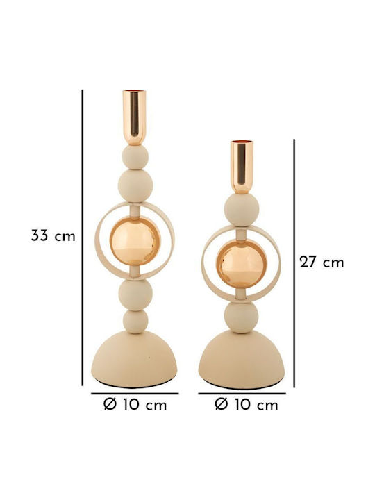 Mauro F Kerzenhalter-Set Metall in Beige Farbe 33cm 2Stück