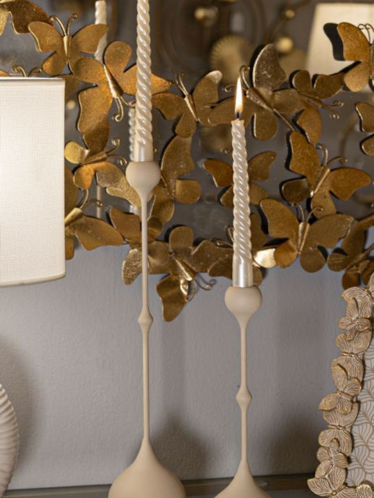 Mauro F Kerzenhalter-Set Metall in Beige Farbe 37cm 2Stück