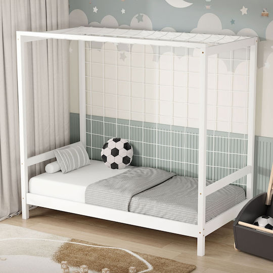 Kinderbett Einzeln Weiß für Matratze 80x160cm