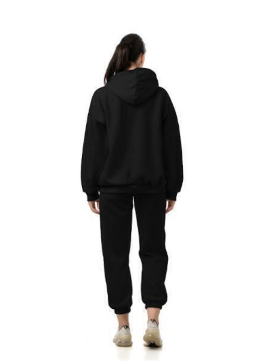 Long Women's Sweatshirt Hooded Black