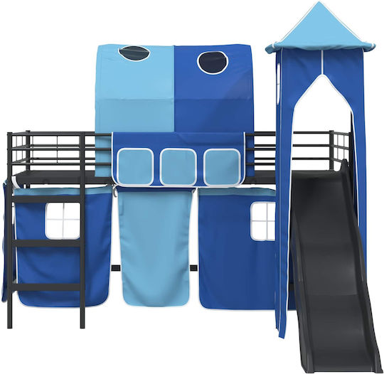 Kinderbett Einzel mit Schiebebett Schwarz für Matratze 100x201cm