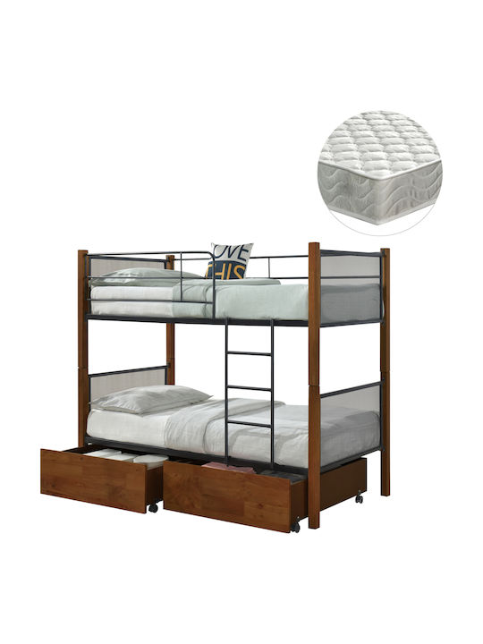 Rayven Pat pentru Copii Cușeta Single cu Saltea & Spațiu de Depozitare Negru 90x190cm
