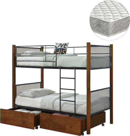 Rayven Pat pentru Copii Cușeta Single cu Saltea & Spațiu de Depozitare Negru 90x190cm